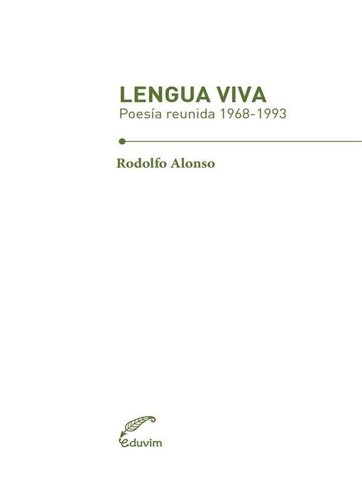 Title details for Lengua viva. by Rodolfo Alonso - Available